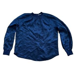 LONDON Women Blouse Long Sleeve Top Length Navy Size Small A000822